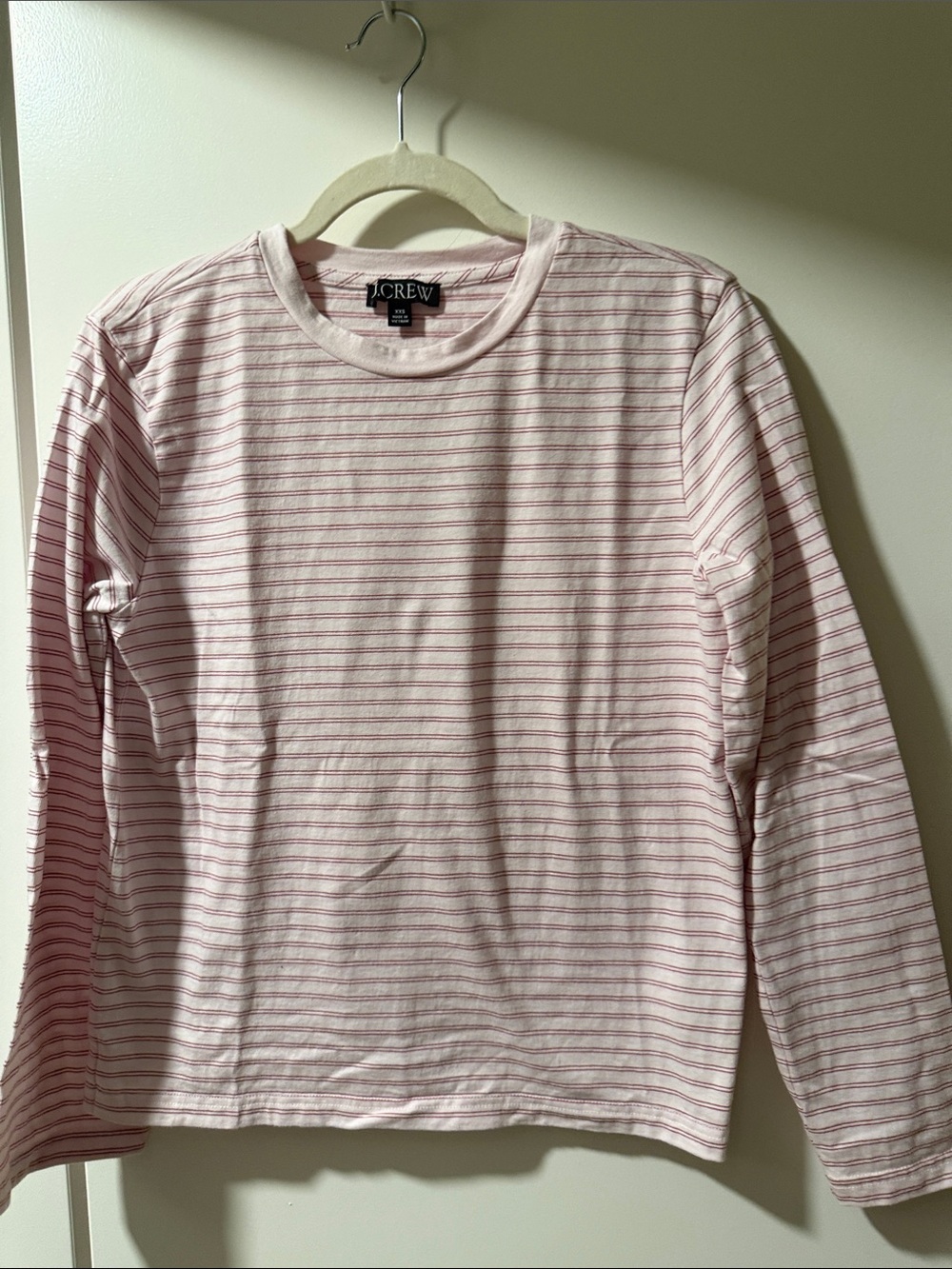 J. Crew Pink Stripe Long-Sleeve Tee